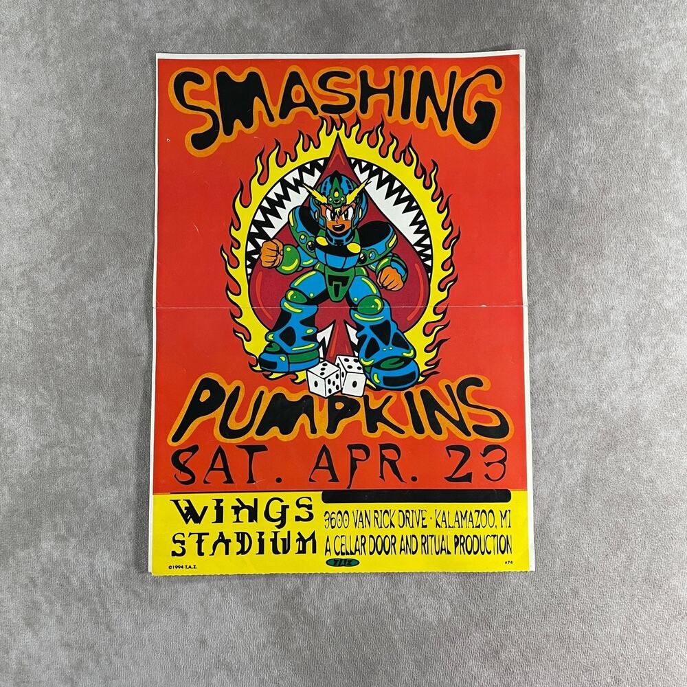 1994 Smashing Pumpkins Concert Poster Wings Stadium Kalamazoo MI TAZ 10x15